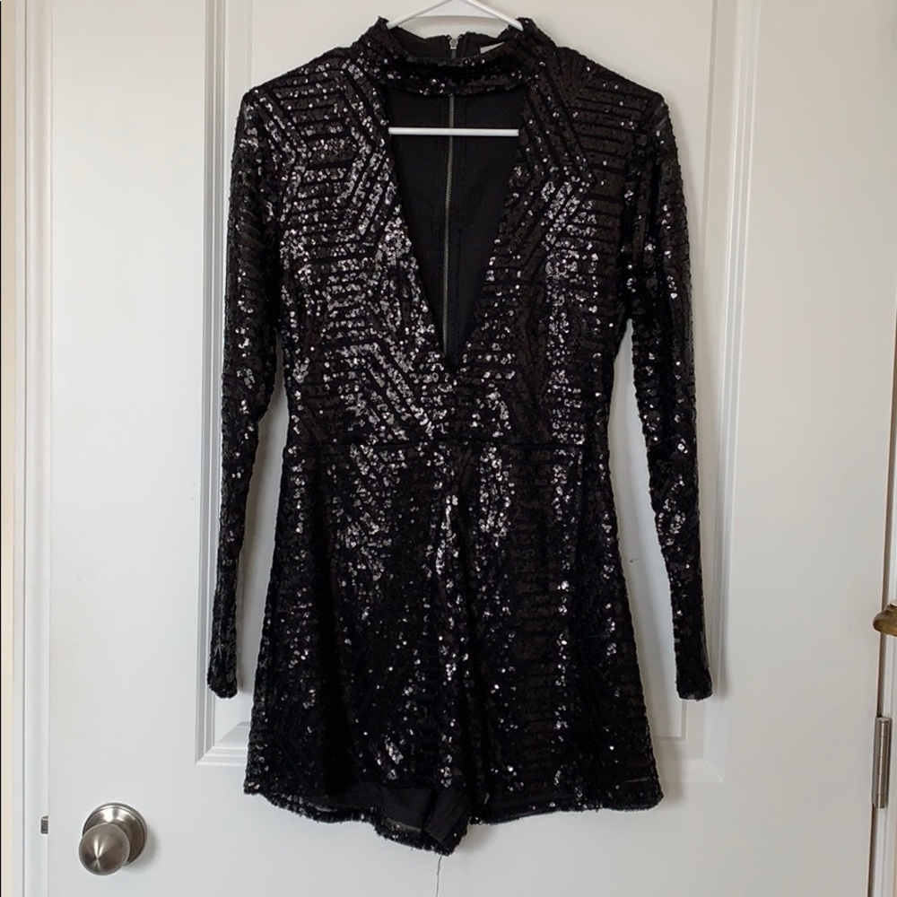 Black sequin romper